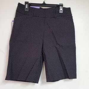 HILARY RADLEY WOMEN'S BERMUDA POLKA DOT SHORTS (NAVY/OFF WHITE X-SMALL)NWT